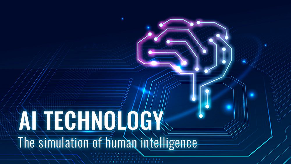 Futuristic AI technology template psd disruptive technology blog banner