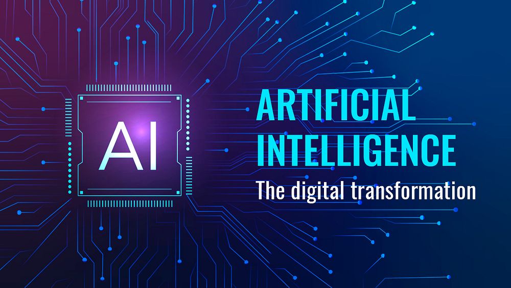 Futuristic AI technology template psd disruptive technology blog banner