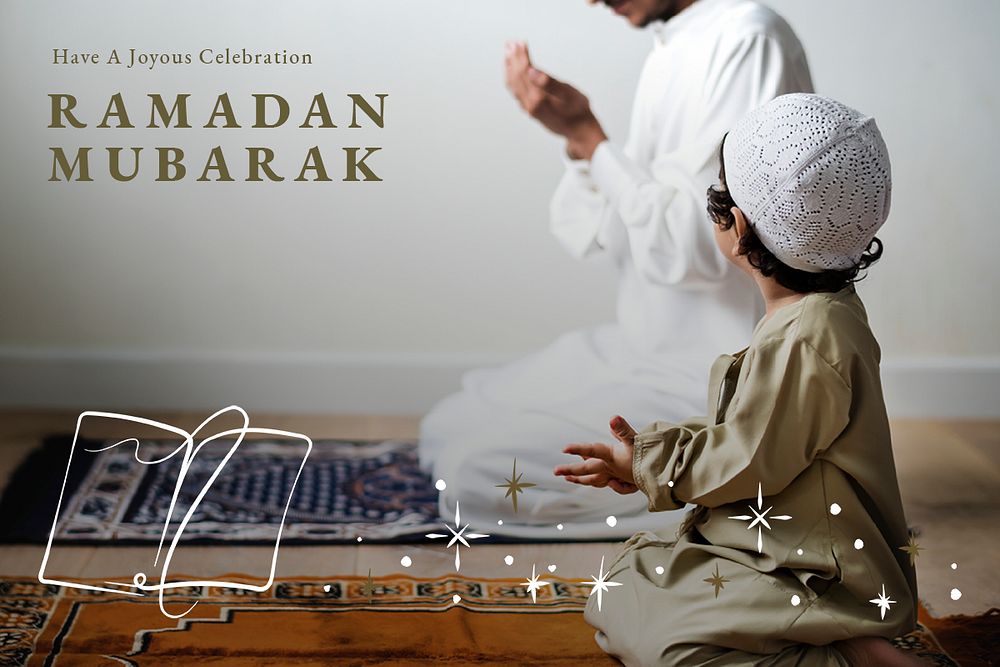 Ramadan Mubarak banner template psd with greeting