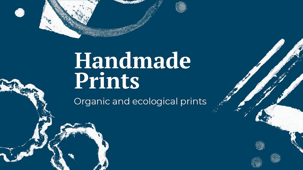 Handmade prints banner template psd with white paint stamp pattern