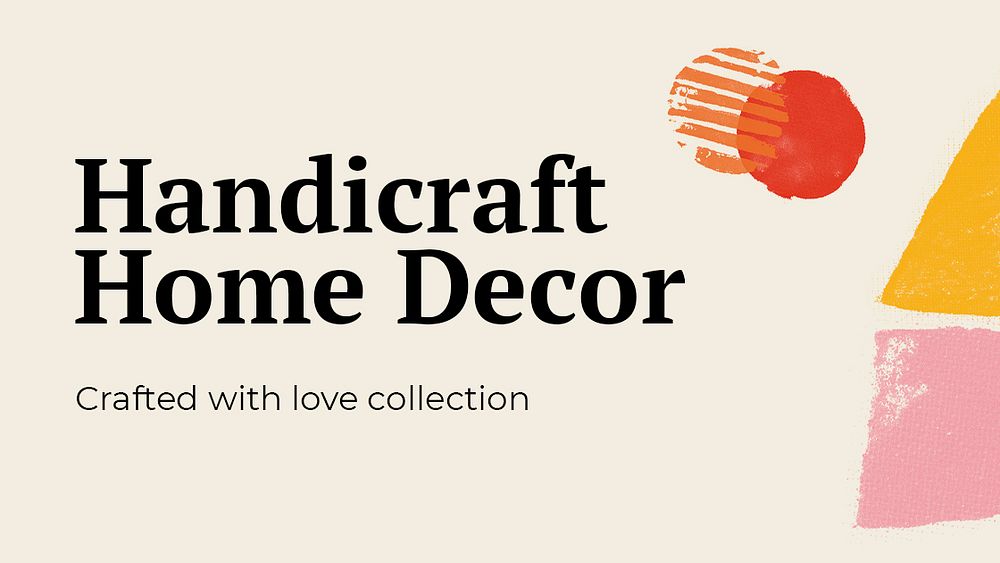 Handicraft home decor template psd with paint stamp background