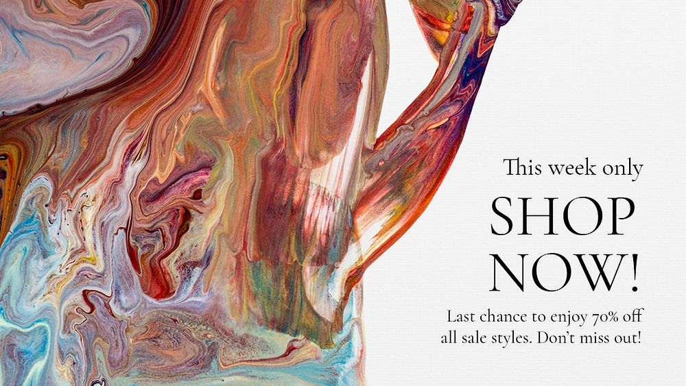 Marble swirl sale template psd for fashion blog banner