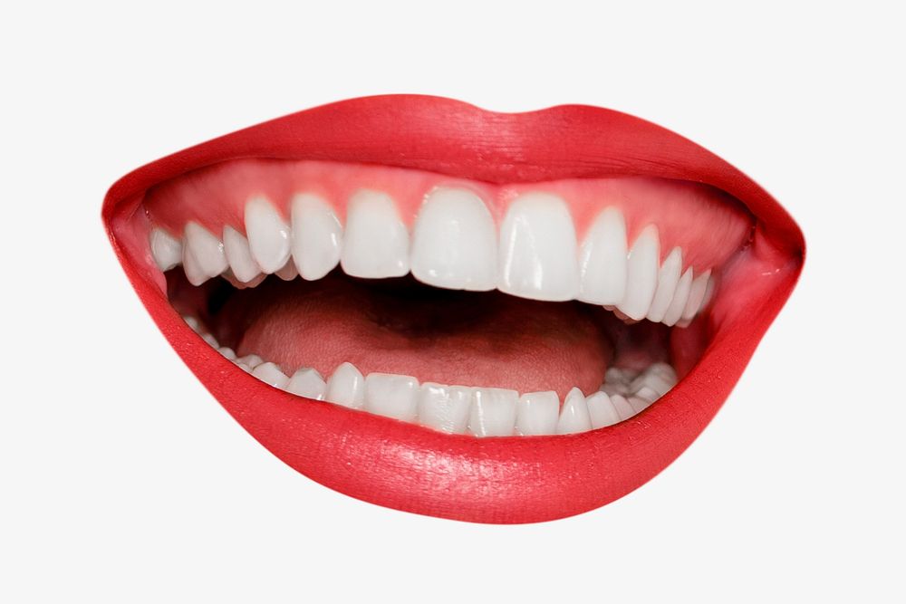 Smiling lips isolated on white 