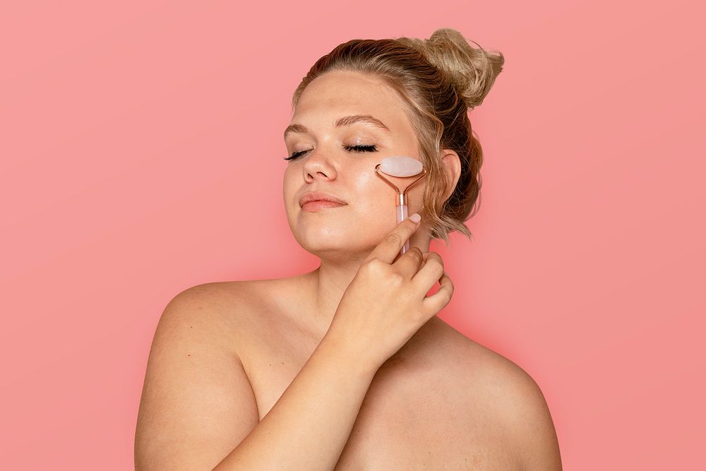 Jade roller facial massage, beauty & skincare psd