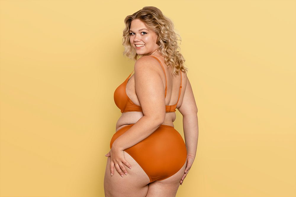 Body positivity and self love, curvy woman posing