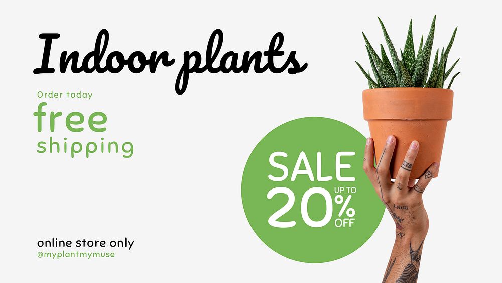 Online houseplant shop template psd for indoor plants with sale up to 20% off