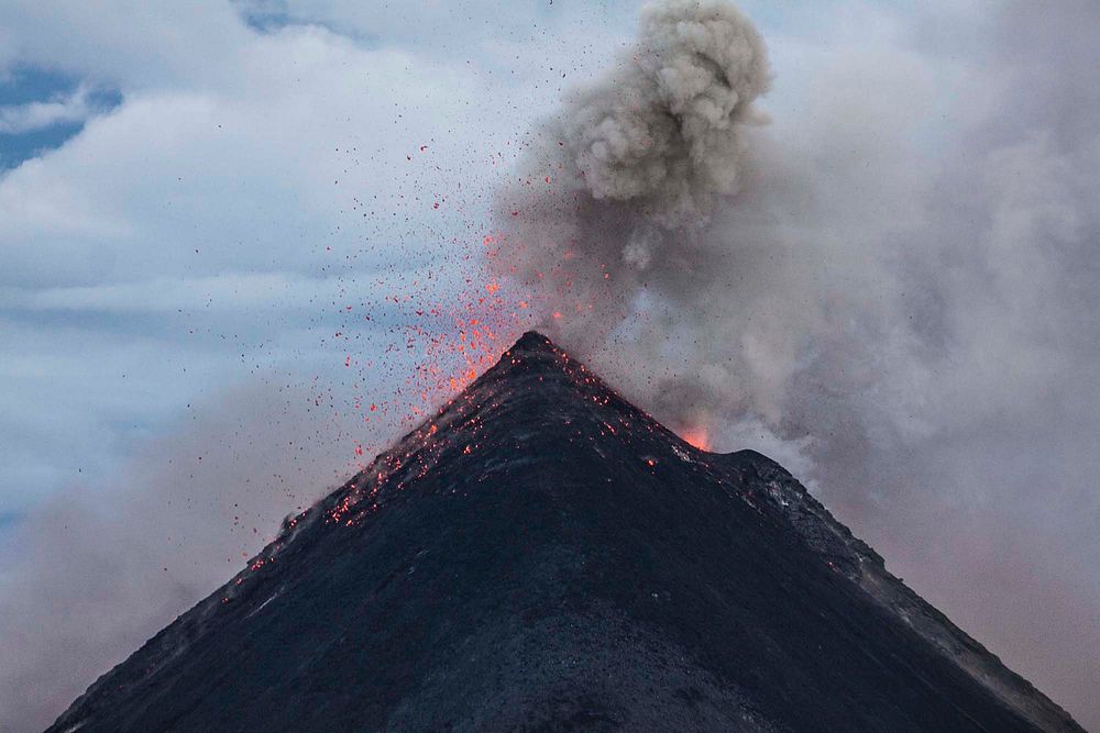 Erupting volcano. Original public domain image from Wikimedia Commons