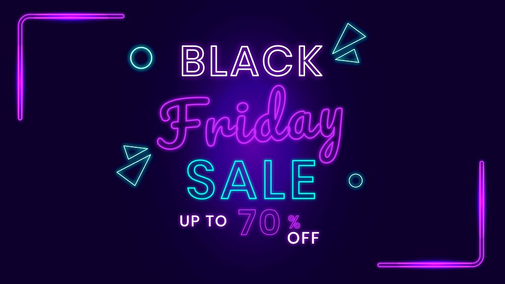 Black Friday 70% off psd neon sale ad design template