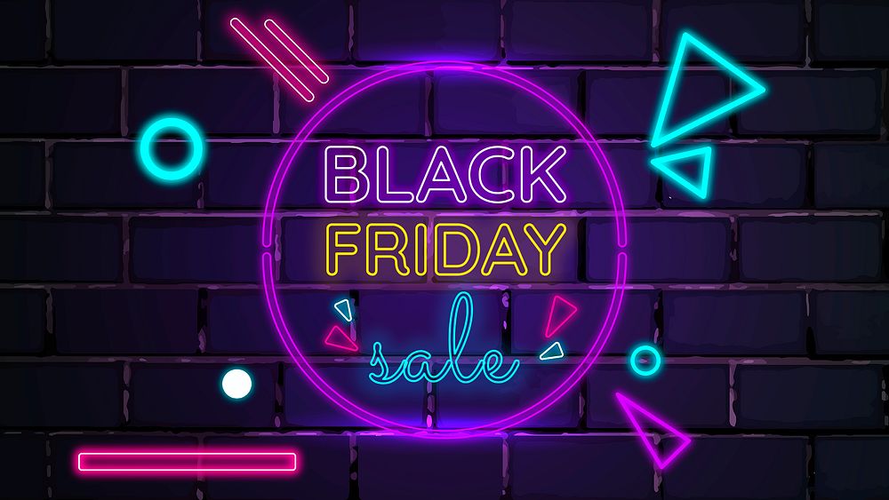 Neon psd Black Friday sale promotion design template