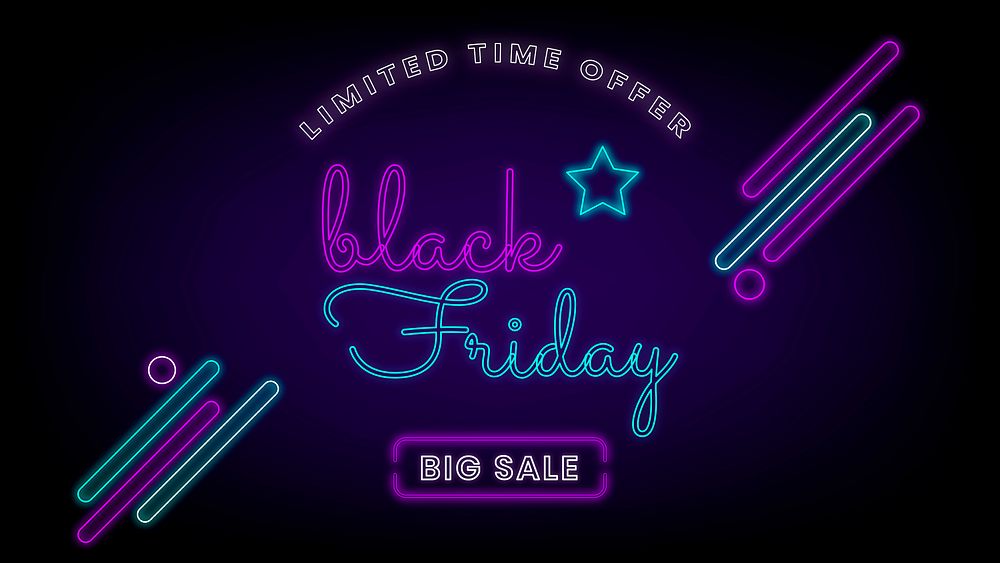 Black Friday psd neon big sale ad design template