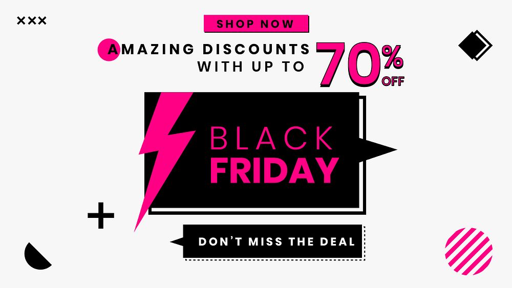 Black Friday psd 70% off pink sale promotion template