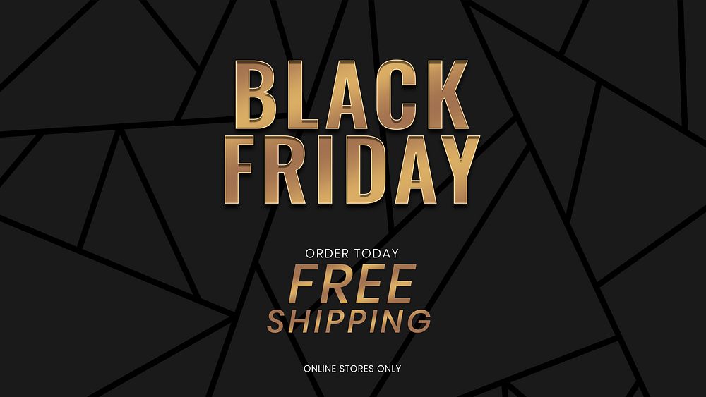 Psd Black Friday golden bold shine text promotional poster template