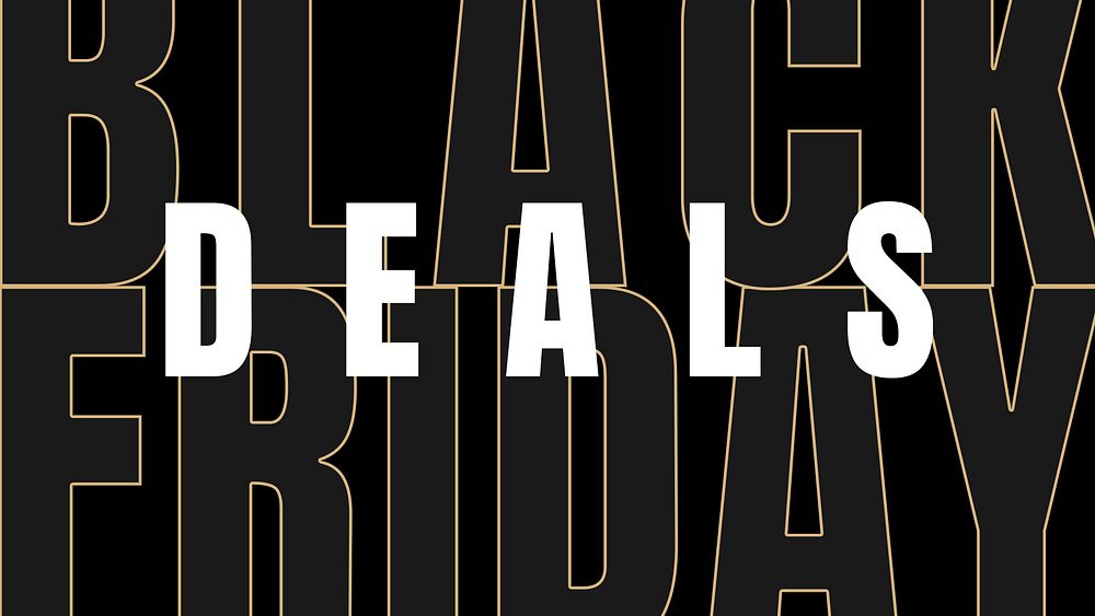 Psd Black Friday deals gold metallic text sale announcement template