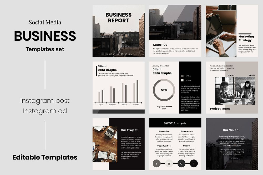 Social media business psd editable template set
