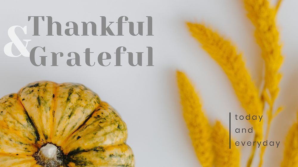 Thankful and grateful Thanksgiving card template psd