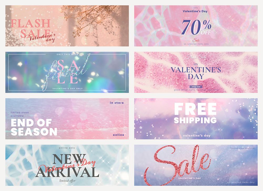 Shop sale editable template psd glitter set for social media ads