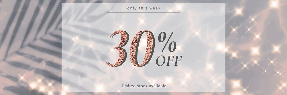 Store sale editable template psd for email header with 30% off text