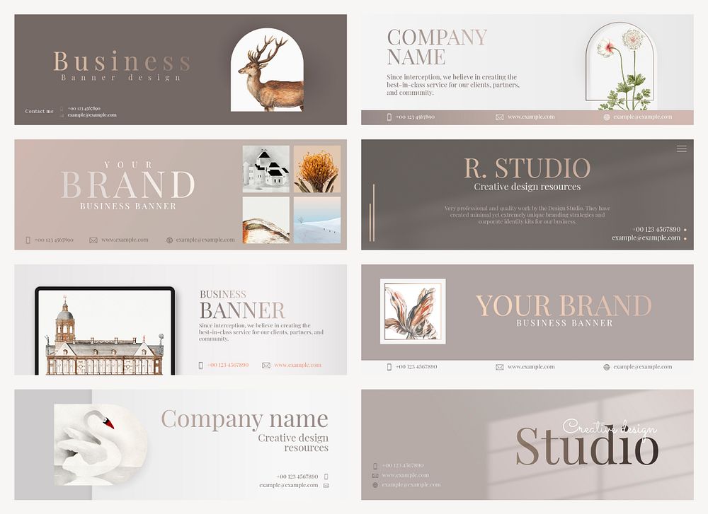 Aesthetic business banner psd editable design in minimal for art company collection