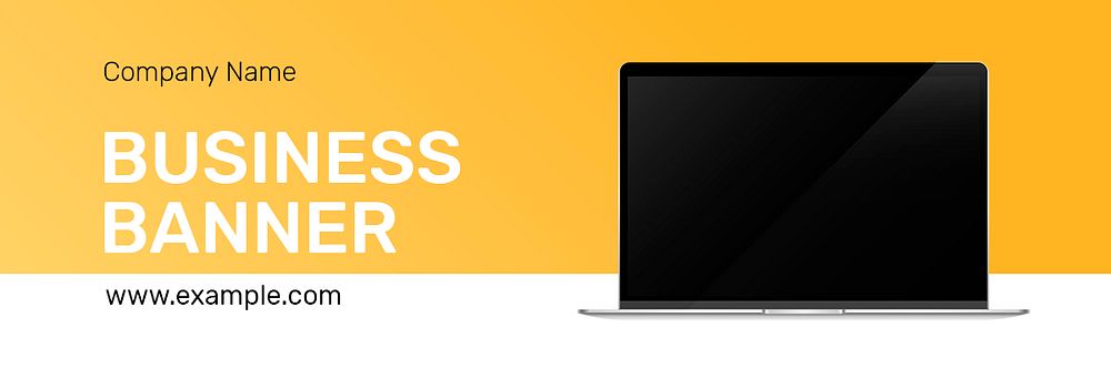Business company banner template psd with laptop screen mockup
