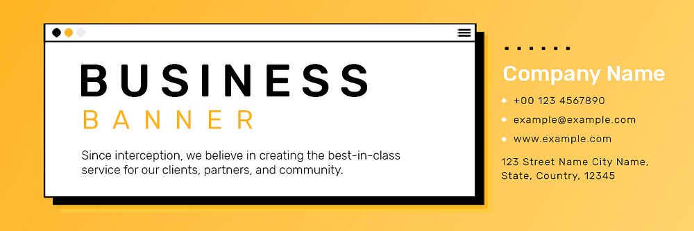 Editable business banner template psd in yellow pixelated 8 bit design