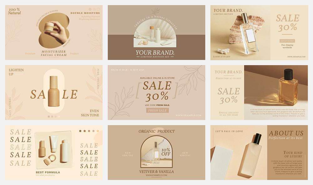 Natural skincare sale template psd earth tone