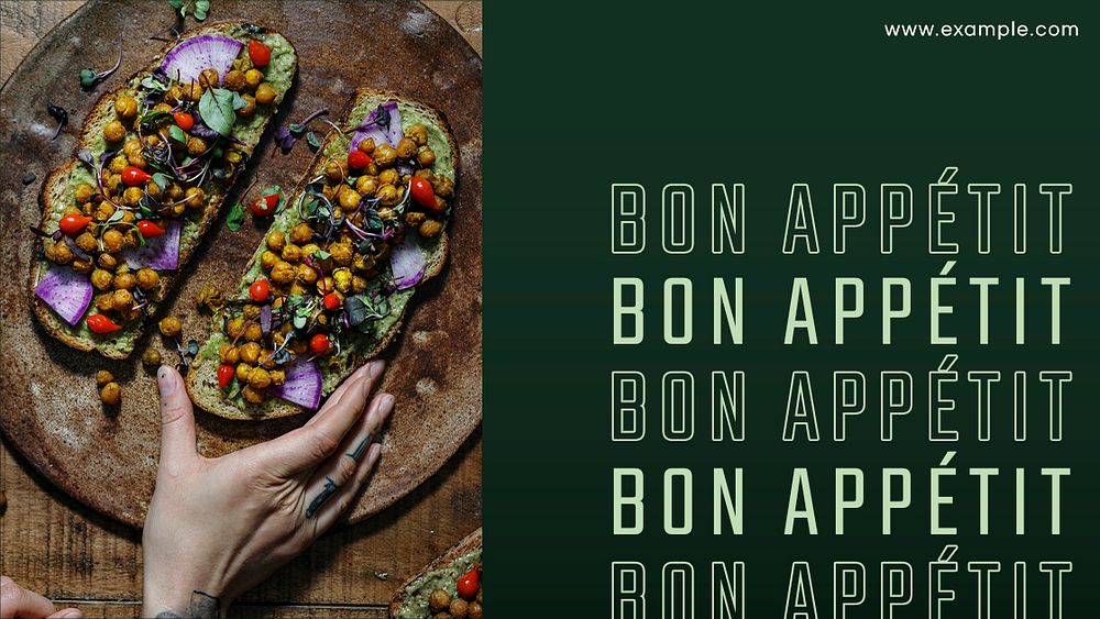Restaurant business editable template psd with "Bon App&eacute;tit"