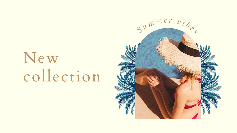 New collection banner template psd with summer background
