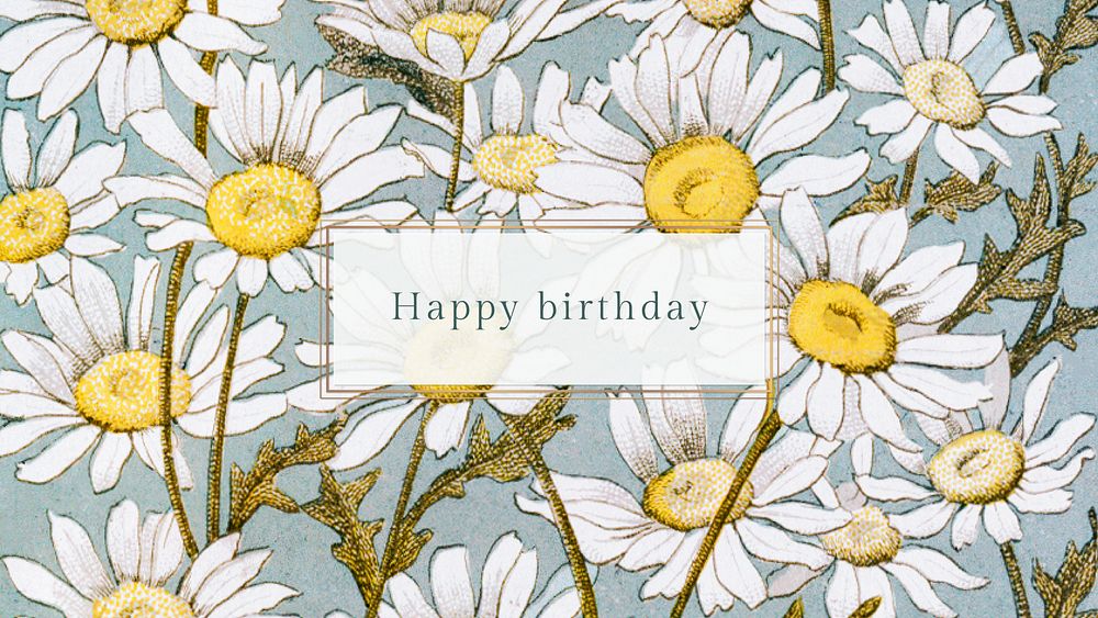Floral birthday greeting template psd with daisy illustration
