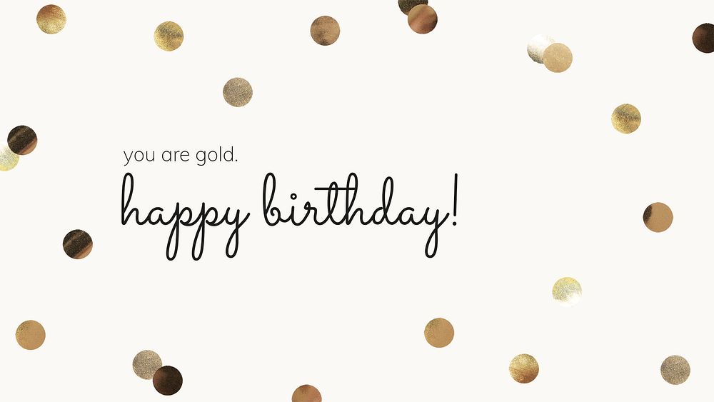 Gold birthday greeting template psd with beige background
