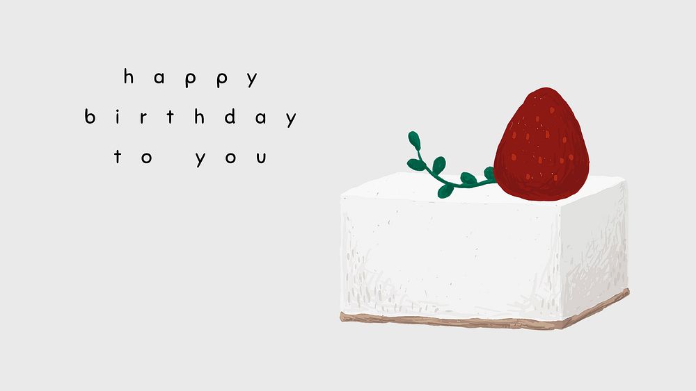 Cute birthday greeting template psd with cake illustration
