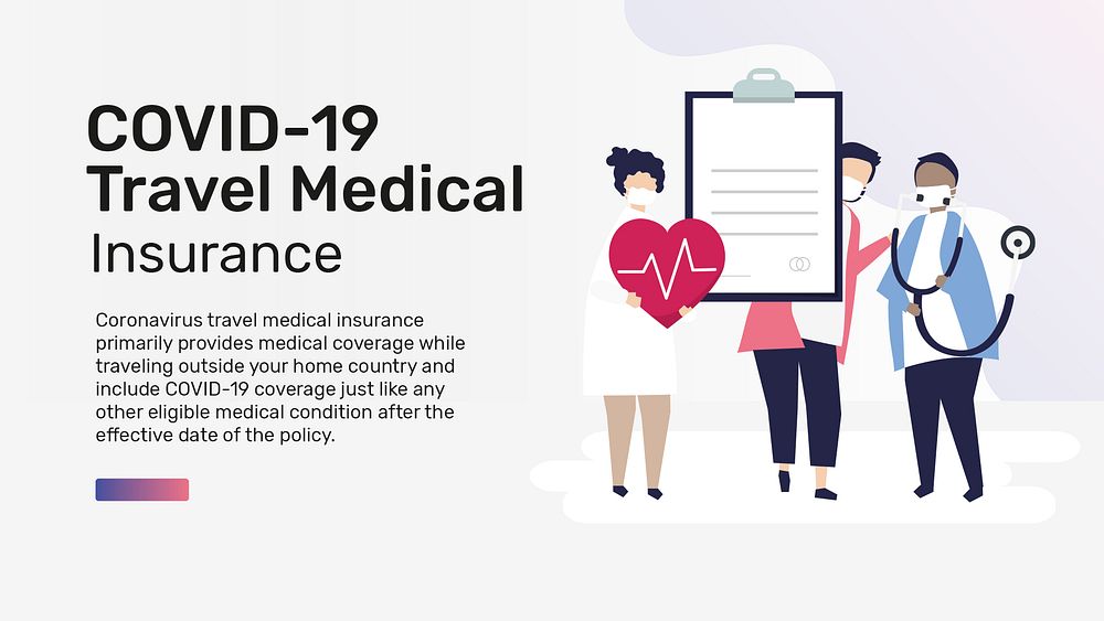 Editable template psd for COVID-19 travel medical insurance presentation