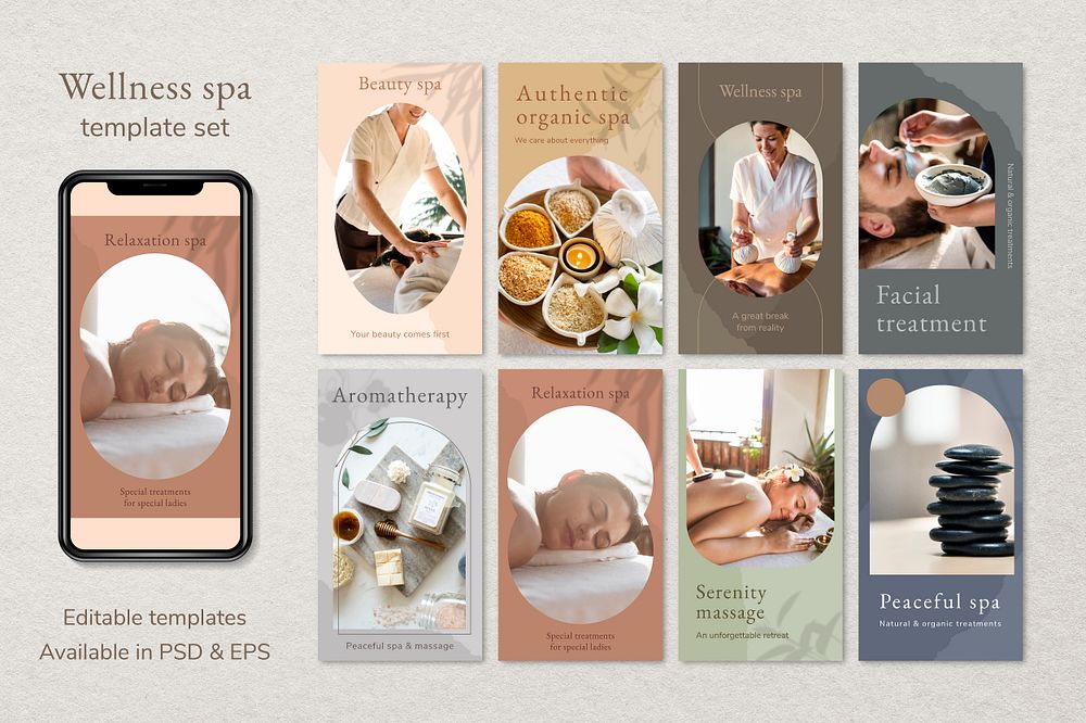 Wellness spa banner template psd compatible with AI for set