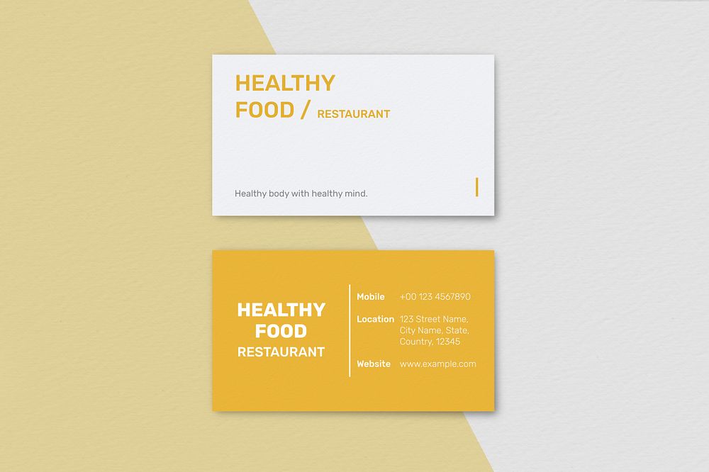 Restaurant business card template psd in front and rear view