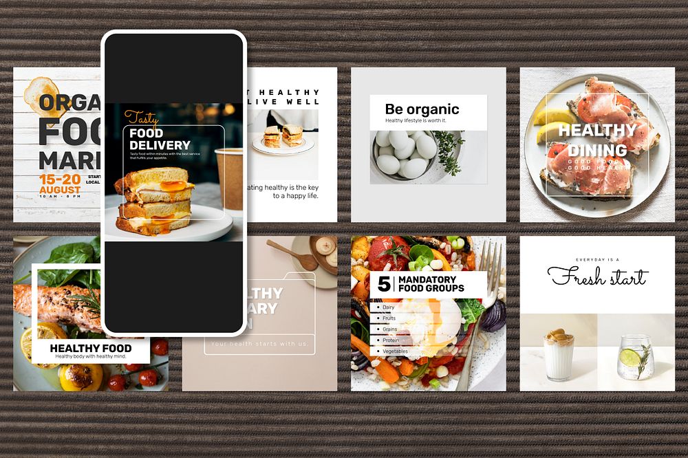 Healthy food banner template psd set