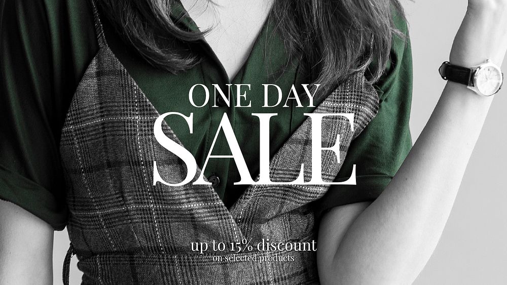 Unisex fashion sale template psd banner in green and dark tone