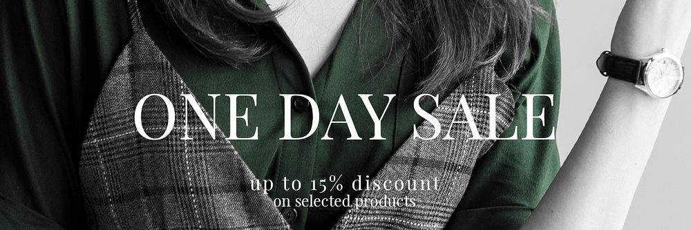 Unisex fashion sale template psd header in green and dark tone