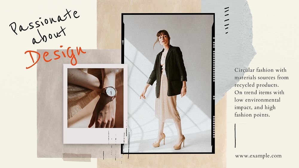 Passionate design collage template psd fashion blog banner in earth tone
