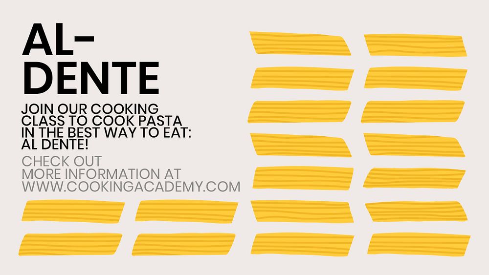 Cute pasta doodle template psd for food blog banner