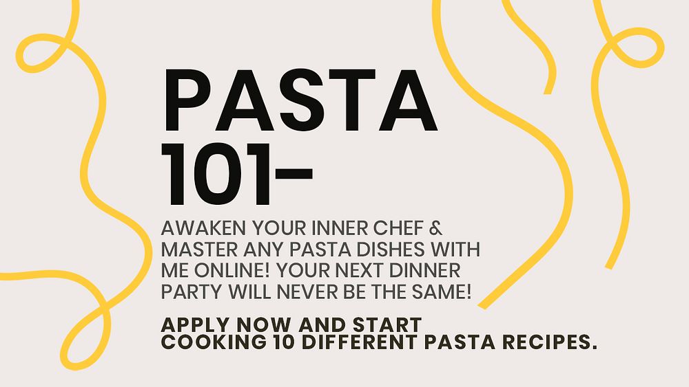 Pasta 101 pasta food template psd cute doodle blog banner
