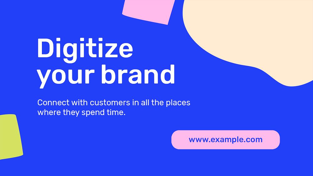 Digital Marketing Powerpoint template, amorphous shape with pop color digitize your brand design psd