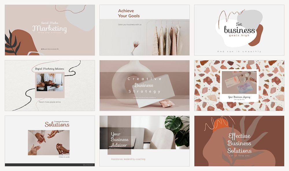 Marketing webinar blog banner templates, beige design set