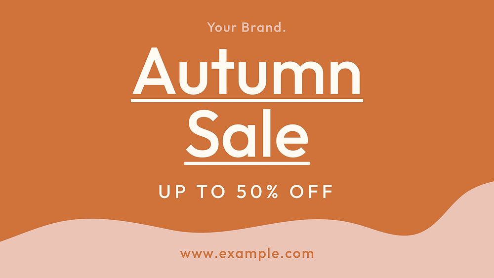 Autumn sale banner template, orange simple design vector