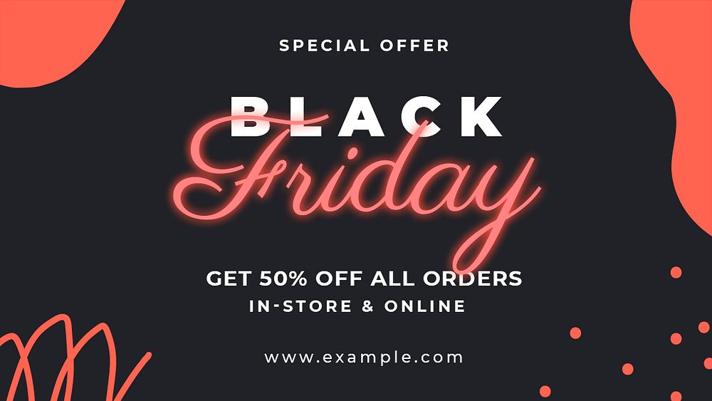 Neon sale template, Black Friday event campaign psd