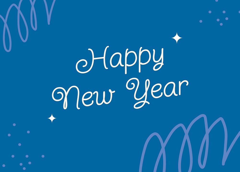 New year greeting template, blue memphis design vector