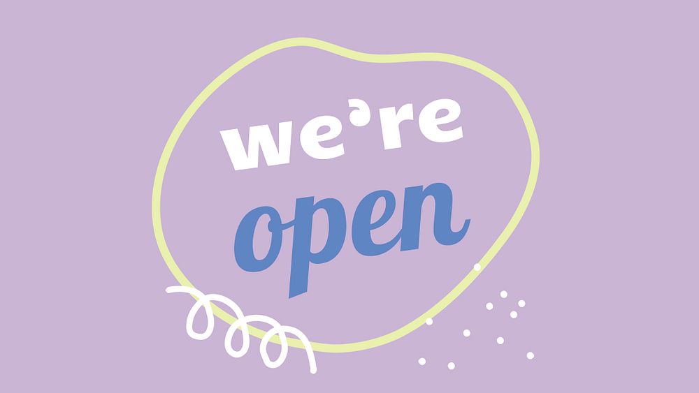 We're open template, blog banner in cute design psd