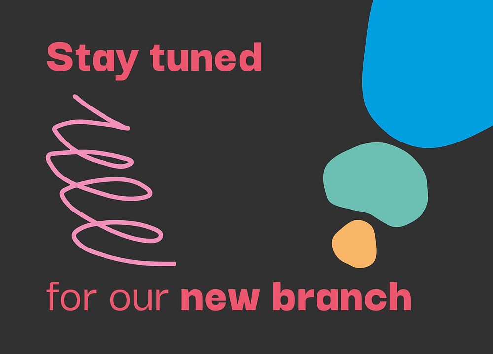 Stay tuned business template, memphis doodle design vector