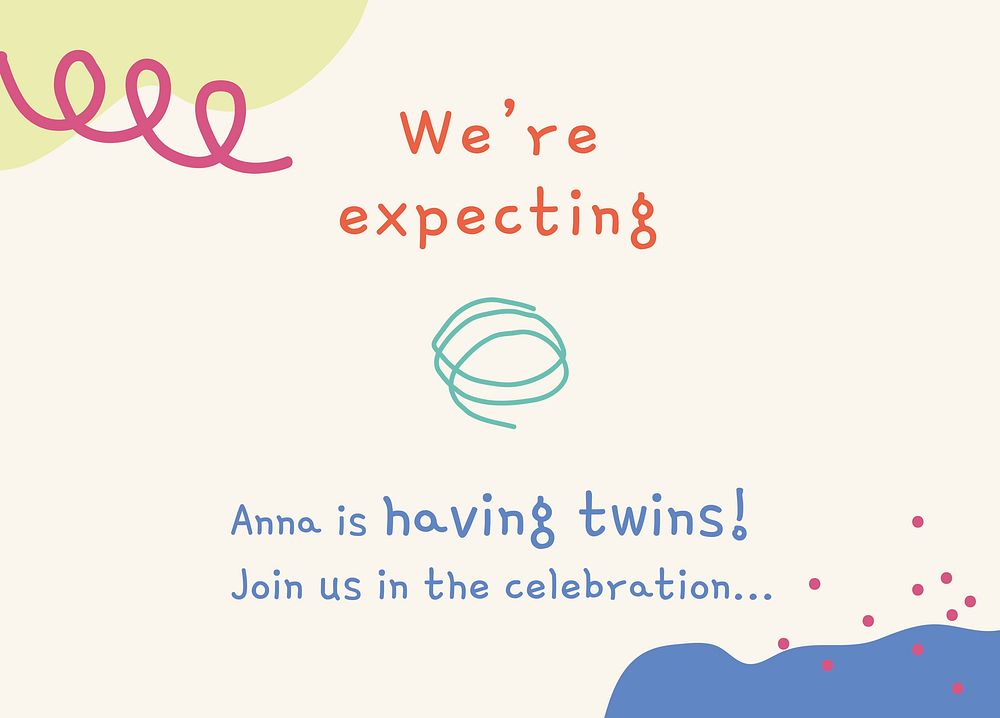 Cute doodle invitation template, celebration event blog banner vector