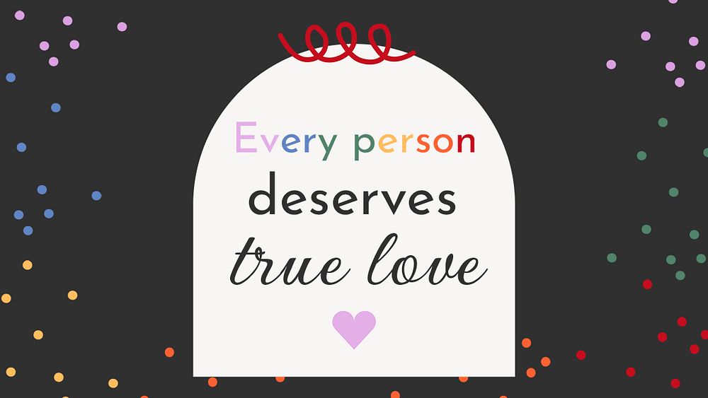 LGBT love quote banner template, colorful polka dot design psd