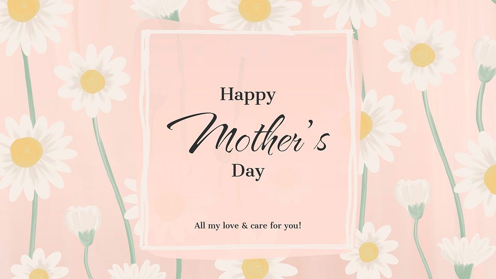 Pink greeting template, mother's day celebration with daisy flower vector