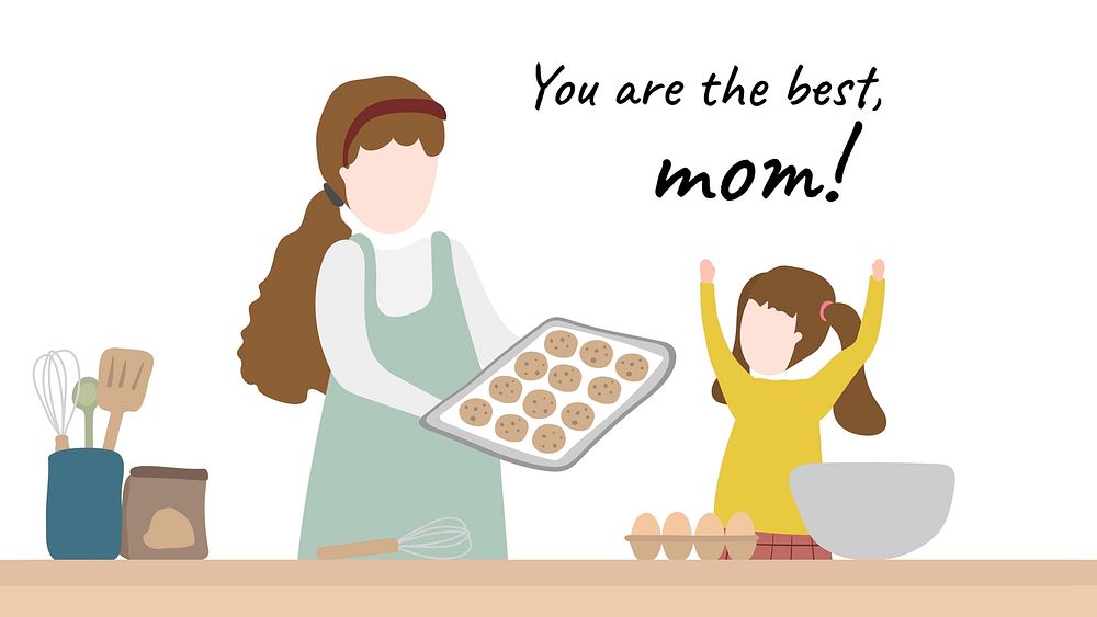 Mother's day cartoon template, greeting banner vector